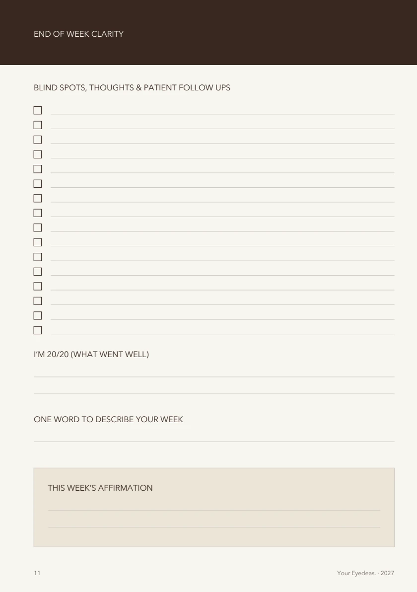 Your week, page 11 of the Cacao / Oat planner