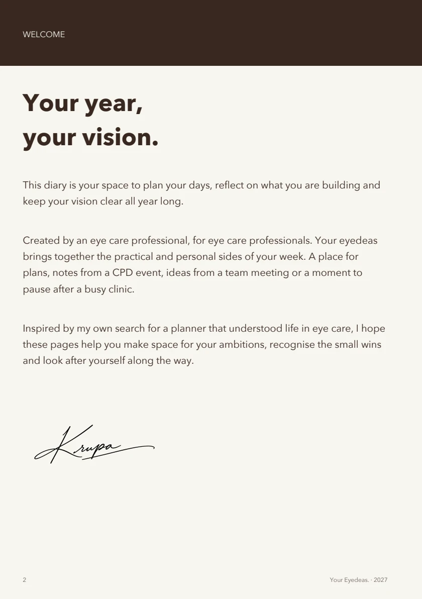 Welcome & guide, page 2 of the Cacao / Oat planner